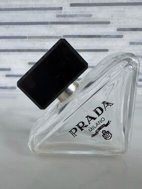 Empty bottle Prada Triangular Clear Glass Bottle with Black Cap 50 ml